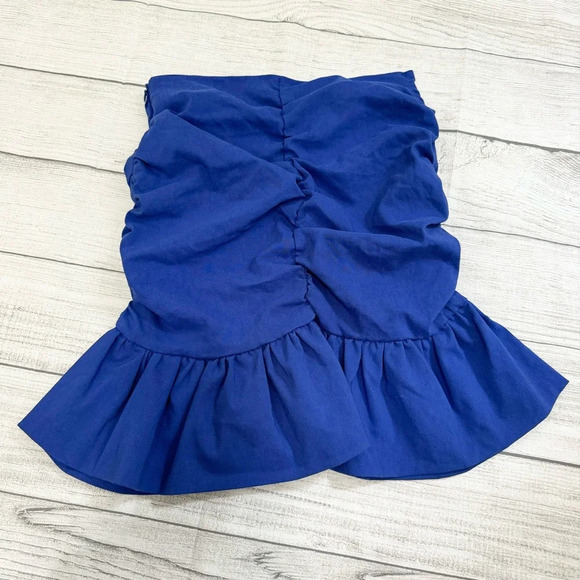 Zara NWT Royal Blue Ruched Skirt - Picture 3 of 8